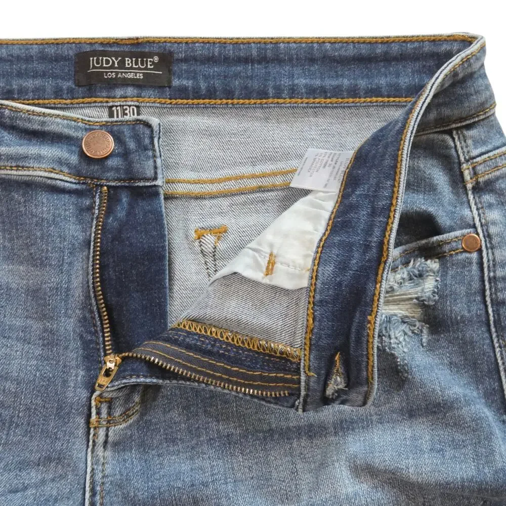 Judy Blue Mid Rise Patch Cut Off Shorts Sz 30 JB 15206 5
